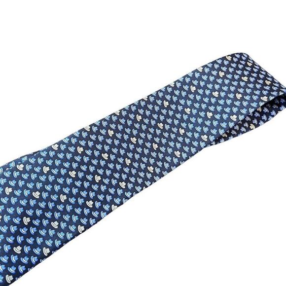 Jos A Bank Joseph 1905 Blue Fedora Hat Print Mens 100% Silk Necktie Neck Tie - Picture 10 of 15